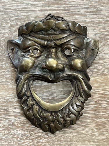 Vtg solid brass satyr bacchus - solid,